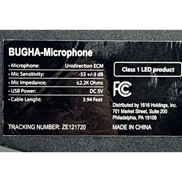 BUGHA-Microphone #ZE121720 Freestanding Desktop/Laptop USB Black Tested - Picture 7 of 7